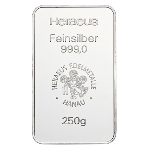 250g Silberbarren (Heraeus, Umicore, Degussa)