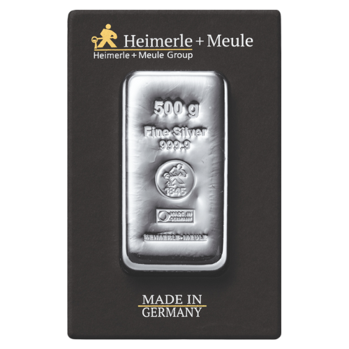 500g Silberbarren Heimerle und Meule (gegossen)