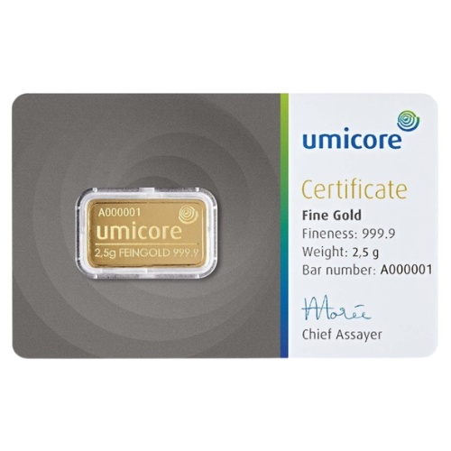 2,5g Umicore Goldbarren