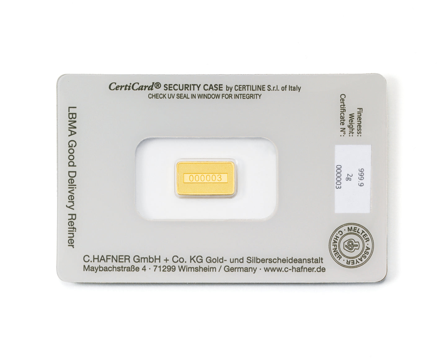 2g Goldbarren C.Hafner