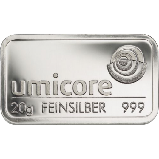 20g Silberbarren (Heraeus, Degussa, Umicore)
