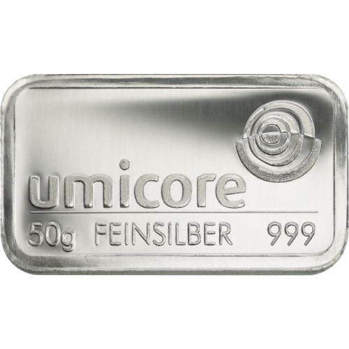 50g Silberbarren (Heraeus, Degussa, Umicore)